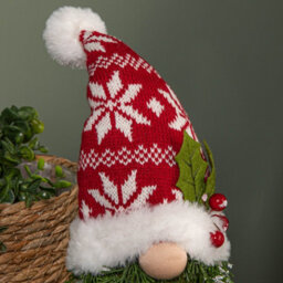 Samuel Alexander 31Cm Red And White Christmas Tree Sitting Gonk With Snowflake Hat - thumbnail 5