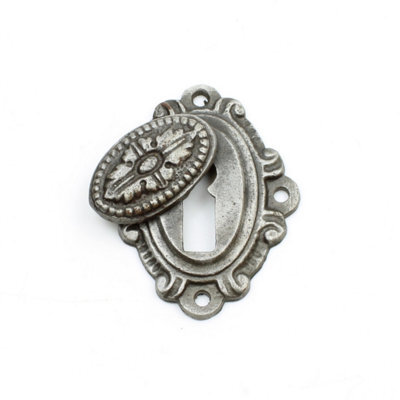 Oakcrafts - Antique Cast Iron Edwardian Style Escutcheon With Cover - image 1