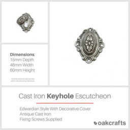 Oakcrafts - Antique Cast Iron Edwardian Style Escutcheon With Cover - thumbnail 4