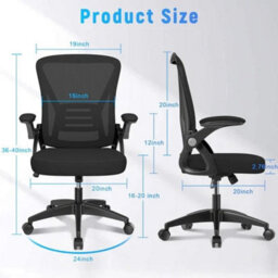 Mesh Office Chair Swivel Gas Lift Height Adjust Ergonomic Computer Desk Chair Black - thumbnail 2