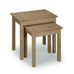 Mews Panama Nest Of Tables Solid Pine Wood Waxed Oak Finish - thumbnail 2