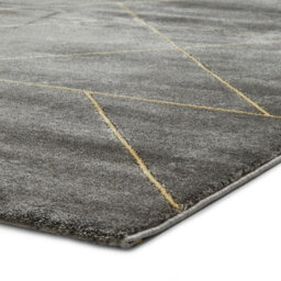 Dark Grey Gold Abstract Modern Easy To Clean Rug For Living Room Bedroom & Dining Room-120Cm X 170Cm - thumbnail 5