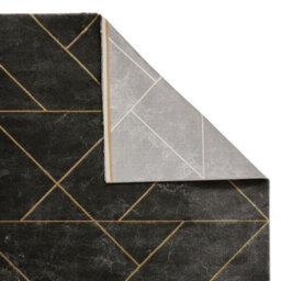 Dark Grey Gold Abstract Modern Easy To Clean Rug For Living Room Bedroom & Dining Room-120Cm X 170Cm - thumbnail 7