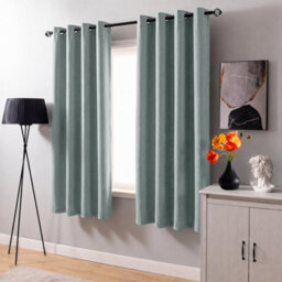 Aspire Homeware Sage Green Linen 100% Blackout Curtain - Thermal Insulated Eyelet Room Darkening Curtain Pair (W)168Cm X (D)137Cm - thumbnail 7