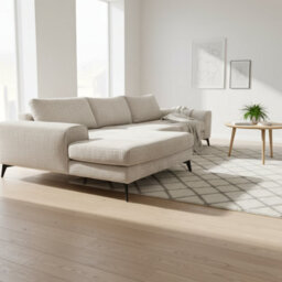 Abakus Direct Venice Chenille Corner Sofa In Stone Grey Left Facing With Deep Seats And Extra-Wide Padded Arms - thumbnail 3