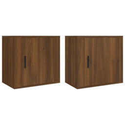 Berkfield Elegant Wall-Mounted Bedside Cabinets 2 Pcs Brown Oak 50X30X47 Cm - thumbnail 1