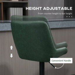 Homcom Pu Leather Padded Bar Stools Set Of 2 With Metal Base, Dark Green - thumbnail 5