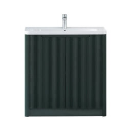 Royal Bathrooms Avenza 800mm Fluted Floor Standing Vanity Unit Deep Moss Green 2 Door Storage Cabinet With Ceramic Basin - thumbnail 7