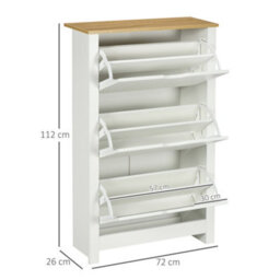 Homcom 18-Shoe Storage Cabinet 6 Shelves 3 Drawers Tabletop 4 Legs Modern White - thumbnail 3