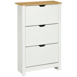 Homcom 18-Shoe Storage Cabinet 6 Shelves 3 Drawers Tabletop 4 Legs Modern White - thumbnail 2