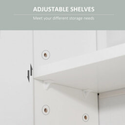 Kleankin Bathroom Mirror Cabinet Wall Mount Storage Organizer W/ Door, White - thumbnail 7