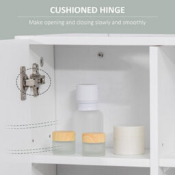 Kleankin Bathroom Mirror Cabinet Wall Mount Storage Organizer W/ Door, White - thumbnail 8