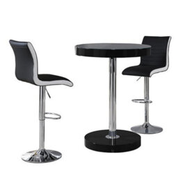 Furniture In Fashion Havana Bar Table In Black With 2 Ritz Black And White Bar Stools - thumbnail 4