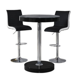 Furniture In Fashion Havana Bar Table In Black With 2 Ritz Black And White Bar Stools - thumbnail 3