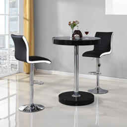 Furniture In Fashion Havana Bar Table In Black With 2 Ritz Black And White Bar Stools - thumbnail 2