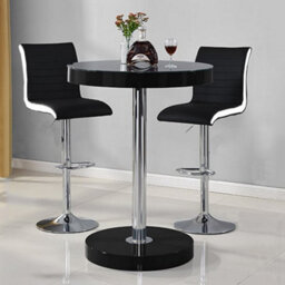 Furniture In Fashion Havana Bar Table In Black With 2 Ritz Black And White Bar Stools - thumbnail 1