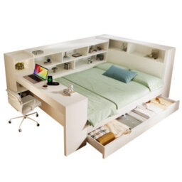 Matteo Double Daybed With Integrated Desk & Storage - 4Ft6 White Wooden Bed Frame With Usb & Type-C Ports - thumbnail 7
