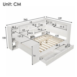 Matteo Double Daybed With Integrated Desk & Storage - 4Ft6 White Wooden Bed Frame With Usb & Type-C Ports - thumbnail 2