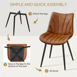 Yaheetech Set Of 2 Upholstered Faux Leather Dining Chairs W/ Metal Legs - Retro Brown - thumbnail 9
