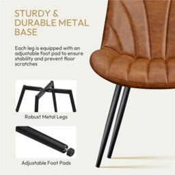 Yaheetech Set Of 2 Upholstered Faux Leather Dining Chairs W/ Metal Legs - Retro Brown - thumbnail 5