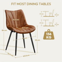 Yaheetech Set Of 2 Upholstered Faux Leather Dining Chairs W/ Metal Legs - Retro Brown - thumbnail 3