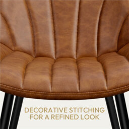Yaheetech Set Of 2 Upholstered Faux Leather Dining Chairs W/ Metal Legs - Retro Brown - thumbnail 7