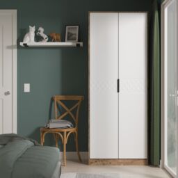 Anzio Ready Assembled Modern Matt Vintage Oak Effect Tall Double Wardrobe (H)1956mm (W)766mm (D)530mm - thumbnail 6