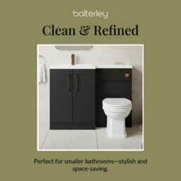Balterley Left-Hand Bathroom Vanity And Wc Unit Combination With Basin - 1100mm - Satin Dark Grey With Brushed Bronze Handles - thumbnail 7