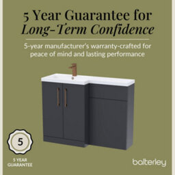 Balterley Left-Hand Bathroom Vanity And Wc Unit Combination With Basin - 1100mm - Satin Dark Grey With Brushed Bronze Handles - thumbnail 6