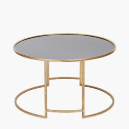 Pacific Lifestyle Veneziano Antique Gold Metal And Black Glass Coffee Table - thumbnail 3