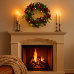 Trendi 40Cm Christmas Wreath With Led Lights Artificial Xmas Door Wreath For Front Door Wall Home Decor Holiday Garland With Red Baubles - thumbnail 4