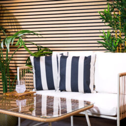 icon Indoor And Outdoor Kyoto Fabric Waterproof Filled Cushion 2X Black Deck Stripe - thumbnail 3