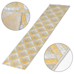 Bravich Hard Wearing Hessian Backed Stair Runner Kitchen Mat - Texas Gold, Grey & White Chevron - 60X900Cm (2'x30') - thumbnail 5