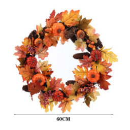 Living And Home Artificial Leaves Decoration Wall Mount Wreath With Lights 60 Cm - thumbnail 6