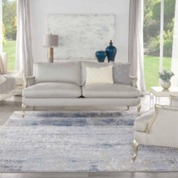 Blue Ivory Modern Abstract Rug Easy To Clean Living Room Bedroom And Dining Room-66 X 229Cm (Runner) - thumbnail 2
