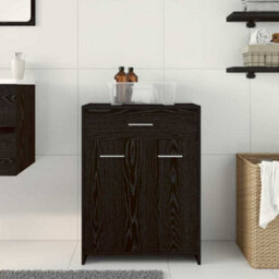 Berkfield Black Oak Bathroom Cabinet 60X33X80 Cm Made Of Engineered Wood - thumbnail 4