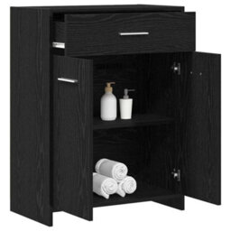Berkfield Black Oak Bathroom Cabinet 60X33X80 Cm Made Of Engineered Wood - thumbnail 3