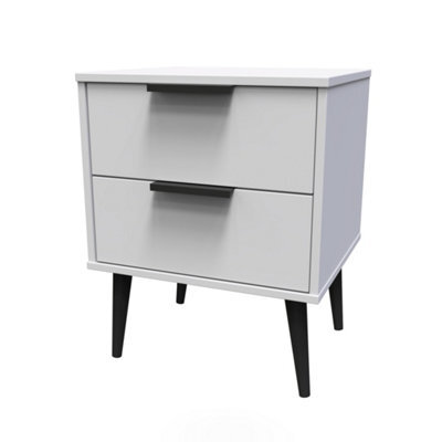 Hong Kong Ready Assembled Matt Grey No Effect 2 Drawer Bedside Chest (H)505mm (W)395mm (D)415mm - image 1