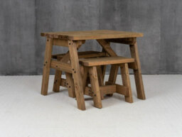 Arbor Garden Solutions Victoria Space Saving Picnic Table Benches Set (4Ft, Rustic Brown) - thumbnail 2