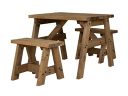 Arbor Garden Solutions Victoria Space Saving Picnic Table Benches Set (4Ft, Rustic Brown)