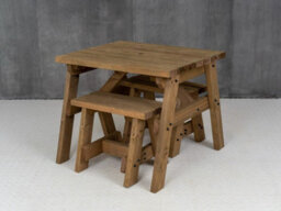 Arbor Garden Solutions Victoria Space Saving Picnic Table Benches Set (4Ft, Rustic Brown) - thumbnail 3
