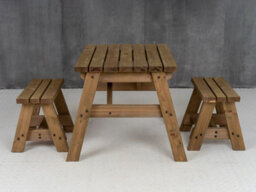 Arbor Garden Solutions Victoria Space Saving Picnic Table Benches Set (4Ft, Rustic Brown) - thumbnail 4