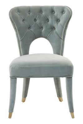 Orsina Blue Velvet Feature Chair,button Tufted Armchair With Gold-Tipped Legs,mahogany Lounge Chair,accent Chair - image 1