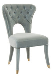 Orsina Blue Velvet Feature Chair,button Tufted Armchair With Gold-Tipped Legs,mahogany Lounge Chair,accent Chair - thumbnail 4