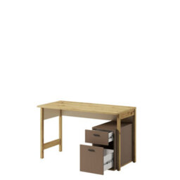 Arte Lenny 04 Computer Desk In Oak Artisan, Beige & Truffle - 1250mm X 760mm X 600mm - Streamlined Workspace Elegance - thumbnail 3