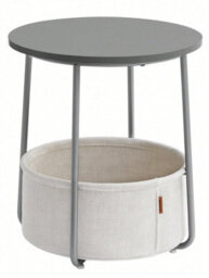 LEDREM Side Table, Round End Table With Fabric Basket, For Living Room Bedroom, Bedside Table, Modern Style,cream White,laurel Green - thumbnail 8
