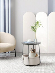 Vasagle Side Table, Round End Table With Fabric Basket, For Living Room Bedroom, Bedside Table