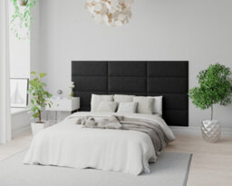 Aspire Easymount Wall Mounted Upholstered Panels, Modular Diy Headboard In Plush Velvet Fabric, Ebony (Pack Of 8) - thumbnail 4
