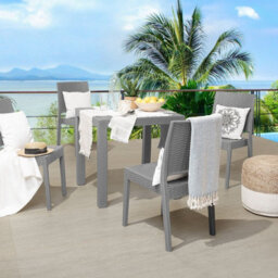 Beliani Garden Dining Set Grey, Square Table 80 X 80 Cm With 4 Stackable Chairs For Balconies - thumbnail 2