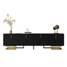 Btm Tv Stand Cabinet Textured Doors Gold Handles Gold Legs Tv Unit For Living Room Furniture - thumbnail 4